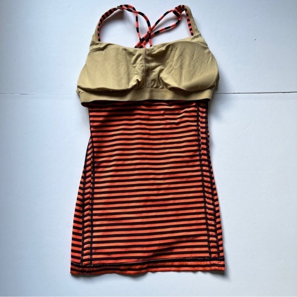 Fairy Fashion๐งต๐ง Lululemon Tank Top Orange Navy Blue sz S - Picture 8 of 14